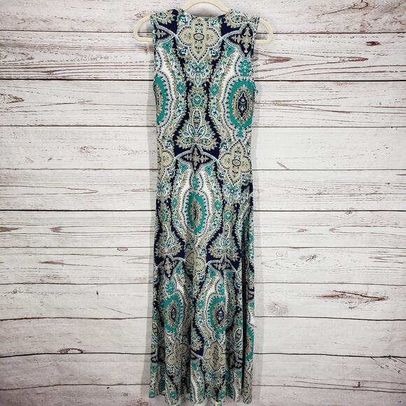 Soft Surroundings Teal and Cream Paisley Midi Dress - Picture 13 of 15